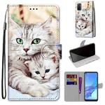 For OPPO A53 4G(2020) / A53s / A32 / A33 (2020) Coloured Drawing Cross Texture Horizontal Flip PU Leather Case with Holder & Card Slots & Wallet & Lanyard(Big Cat Holding Kitten)