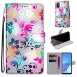 For OPPO A53 4G(2020) / A53s / A32 / A33 (2020) Coloured Drawing Cross Texture Horizontal Flip PU Leather Case with Holder & Card Slots & Wallet & Lanyard(Gradient Colorful Flower)