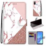 For OPPO A53 4G(2020) / A53s / A32 / A33 (2020) Coloured Drawing Cross Texture Horizontal Flip PU Leather Case with Holder & Card Slots & Wallet & Lanyard(Pink Stone Texture)