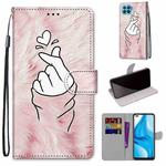 For OPPO F17 Pro / A93 4G / Reno4 Lite / Reno4 F Coloured Drawing Cross Texture Horizontal Flip PU Leather Case with Holder & Card Slots & Wallet & Lanyard(Pink Hands Heart)