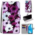 For OPPO F17 Pro / A93 4G / Reno4 Lite / Reno4 F Coloured Drawing Cross Texture Horizontal Flip PU Leather Case with Holder & Card Slots & Wallet & Lanyard(Chrysanthemum Pink White Purple)