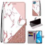 For OPPO F17 Pro / A93 4G / Reno4 Lite / Reno4 F Coloured Drawing Cross Texture Horizontal Flip PU Leather Case with Holder & Card Slots & Wallet & Lanyard(Pink Stone Texture)