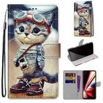 For OPPO Realme 5 / 5s / 5i / C3 / C3i / 6i / Narzo10 / 10A / 20A Coloured Drawing Cross Texture Horizontal Flip PU Leather Case with Holder & Card Slots & Wallet & Lanyard(Leather Shoes Cat)