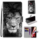 For OPPO Realme 5 / 5s / 5i / C3 / C3i / 6i / Narzo10 / 10A / 20A Coloured Drawing Cross Texture Horizontal Flip PU Leather Case with Holder & Card Slots & Wallet & Lanyard(Black White Lion Head)