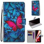 For OPPO Realme 5 / 5s / 5i / C3 / C3i / 6i / Narzo10 / 10A / 20A Coloured Drawing Cross Texture Horizontal Flip PU Leather Case with Holder & Card Slots & Wallet & Lanyard(Blue Red Butterfly)