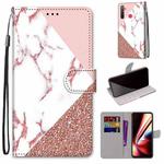 For OPPO Realme 5 / 5s / 5i / C3 / C3i / 6i / Narzo10 / 10A / 20A Coloured Drawing Cross Texture Horizontal Flip PU Leather Case with Holder & Card Slots & Wallet & Lanyard(Pink Stone Texture)