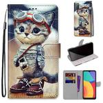 For Alcatel 3L 2021 Coloured Drawing Cross Texture Horizontal Flip PU Leather Case with Holder & Card Slots & Wallet & Lanyard(Leather Shoes Cat)