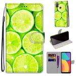 For Alcatel 3L 2021 Coloured Drawing Cross Texture Horizontal Flip PU Leather Case with Holder & Card Slots & Wallet & Lanyard(Green Lemon)