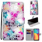 For Alcatel 3L 2021 Coloured Drawing Cross Texture Horizontal Flip PU Leather Case with Holder & Card Slots & Wallet & Lanyard(Gradient Colorful Flower)
