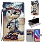 For Xiaomi Redmi K40 / K40 Pro / K40 Pro+ Coloured Drawing Cross Texture Horizontal Flip PU Leather Case with Holder & Card Slots & Wallet & Lanyard(Leather Shoes Cat)