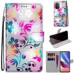 For Xiaomi Redmi K40 / K40 Pro / K40 Pro+ Coloured Drawing Cross Texture Horizontal Flip PU Leather Case with Holder & Card Slots & Wallet & Lanyard(Gradient Colorful Flower)