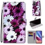 For Xiaomi Redmi K40 / K40 Pro / K40 Pro+ Coloured Drawing Cross Texture Horizontal Flip PU Leather Case with Holder & Card Slots & Wallet & Lanyard(Chrysanthemum Pink White Purple)