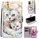 For Xiaomi Redmi Note 10 4G / Note 10S Coloured Drawing Cross Texture Horizontal Flip PU Leather Case with Holder & Card Slots & Wallet & Lanyard(Big Cat Holding Kitten)