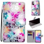 For Xiaomi Redmi Note 10 5G Coloured Drawing Cross Texture Horizontal Flip PU Leather Case with Holder & Card Slots & Wallet & Lanyard(Gradient Colorful Flower)