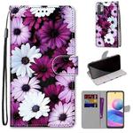 For Xiaomi Redmi Note 10 5G Coloured Drawing Cross Texture Horizontal Flip PU Leather Case with Holder & Card Slots & Wallet & Lanyard(Chrysanthemum Pink White Purple)