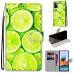 For Xiaomi Redmi Note 10 Pro Max / Note 10 Pro Coloured Drawing Cross Texture Horizontal Flip PU Leather Case with Holder & Card Slots & Wallet & Lanyard(Green Lemon)