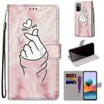 For Xiaomi Redmi Note 10 Pro Max / Note 10 Pro Coloured Drawing Cross Texture Horizontal Flip PU Leather Case with Holder & Card Slots & Wallet & Lanyard(Pink Hands Heart)