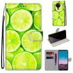 For Nokia 5.4 Coloured Drawing Cross Texture Horizontal Flip PU Leather Case with Holder & Card Slots & Wallet & Lanyard(Green Lemon)