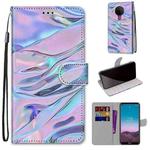 For Nokia 5.4 Coloured Drawing Cross Texture Horizontal Flip PU Leather Case with Holder & Card Slots & Wallet & Lanyard(Fluorescent Water Texture)