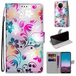 For Nokia 5.4 Coloured Drawing Cross Texture Horizontal Flip PU Leather Case with Holder & Card Slots & Wallet & Lanyard(Gradient Colorful Flower)