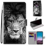 For Nokia 5.4 Coloured Drawing Cross Texture Horizontal Flip PU Leather Case with Holder & Card Slots & Wallet & Lanyard(Black White Lion Head)