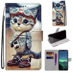 For Nokia 1.4 Coloured Drawing Cross Texture Horizontal Flip PU Leather Case with Holder & Card Slots & Wallet & Lanyard(Leather Shoes Cat)