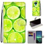 For Nokia 1.4 Coloured Drawing Cross Texture Horizontal Flip PU Leather Case with Holder & Card Slots & Wallet & Lanyard(Green Lemon)