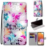 For Samsung Galaxy A32 4G / A32 Lite Coloured Drawing Cross Texture Horizontal Flip PU Leather Case with Holder & Card Slots & Wallet & Lanyard(Gradient Colorful Flower)