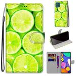For Samsung Galaxy F62 / M62 Coloured Drawing Cross Texture Horizontal Flip PU Leather Case with Holder & Card Slots & Wallet & Lanyard(Green Lemon)