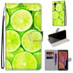 For Samsung Galaxy Xcover 5 Coloured Drawing Cross Texture Horizontal Flip PU Leather Case with Holder & Card Slots & Wallet & Lanyard(Green Lemon)