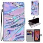 For Samsung Galaxy Xcover 5 Coloured Drawing Cross Texture Horizontal Flip PU Leather Case with Holder & Card Slots & Wallet & Lanyard(Fluorescent Water Texture)