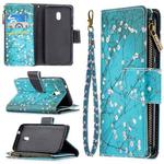 For Nokia C1 Plus Colored Drawing Pattern Zipper Horizontal Flip Leather Case with Holder & Card Slots & Wallet(Plum Blossom)