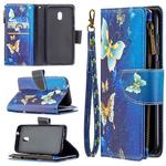 For Nokia C1 Plus Colored Drawing Pattern Zipper Horizontal Flip Leather Case with Holder & Card Slots & Wallet(Gold Butterfly)