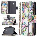 For Nokia C1 Plus Colored Drawing Pattern Zipper Horizontal Flip Leather Case with Holder & Card Slots & Wallet(Tree)