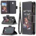 For Nokia C1 Plus Colored Drawing Pattern Zipper Horizontal Flip Leather Case with Holder & Card Slots & Wallet(Bear)