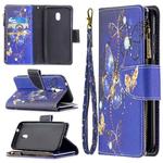 For Nokia C1 Plus Colored Drawing Pattern Zipper Horizontal Flip Leather Case with Holder & Card Slots & Wallet(Purple Butterfly)