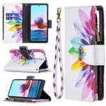 For Xiaomi Redmi Note 10 4G Colored Drawing Pattern Zipper Horizontal Flip Leather Case with Holder & Card Slots & Wallet(Sun Flower)