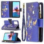 For Xiaomi Redmi Note 10 4G Colored Drawing Pattern Zipper Horizontal Flip Leather Case with Holder & Card Slots & Wallet(Purple Butterfly)