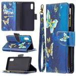 For Samsung Galaxy A02 Colored Drawing Pattern Zipper Horizontal Flip Leather Case with Holder & Card Slots & Wallet(Gold Butterfly)