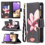 For Samsung Galaxy A32 4G Colored Drawing Pattern Zipper Horizontal Flip Leather Case with Holder & Card Slots & Wallet(Lotus)