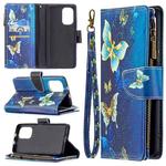 For Xiaomi Mi 11i / Poco F3 / Redmi K40 / K40 Pro Colored Drawing Pattern Zipper Horizontal Flip Leather Case with Holder & Card Slots & Wallet(Gold Butterfly)