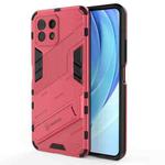 For Xiaomi Mi 11 Lite Punk Armor 2 in 1 PC + TPU Shockproof Case with Invisible Holder(Light Red)