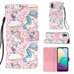 For Samsung Galaxy A02 / M02 3D Painting Horizontal Flip Leather Case with Holder & Card Slot & Wallet & Lanyard(Pink Pony)