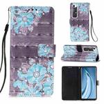 For Xiaomi Mi 10S 3D Painting Horizontal Flip Leather Case with Holder & Card Slot & Wallet & Lanyard(Blue Flower)