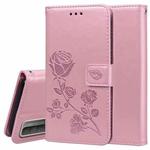 For Huawei P smart 2021 Rose Embossed Horizontal Flip PU Leather Case with Holder & Card Slots & Wallet(Rose Gold)