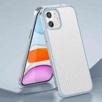 For iPhone 11 SULADA Luxury 3D Carbon Fiber Textured Shockproof Metal + TPU Frame Case (Silver)