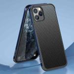For iPhone 11 Pro Max SULADA Luxury 3D Carbon Fiber Textured Shockproof Metal + TPU Frame Case (Sea Blue)