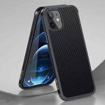 For iPhone 12 mini SULADA Luxury 3D Carbon Fiber Textured Shockproof Metal + TPU Frame Case (Black)