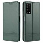 For Huawei  Y7a AZNS Magnetic Calf Texture Horizontal Flip Leather Case with Card Slots & Holder & Wallet(Dark Green)