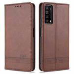 For Huawei  Y7a AZNS Magnetic Calf Texture Horizontal Flip Leather Case with Card Slots & Holder & Wallet(Dark Brown)